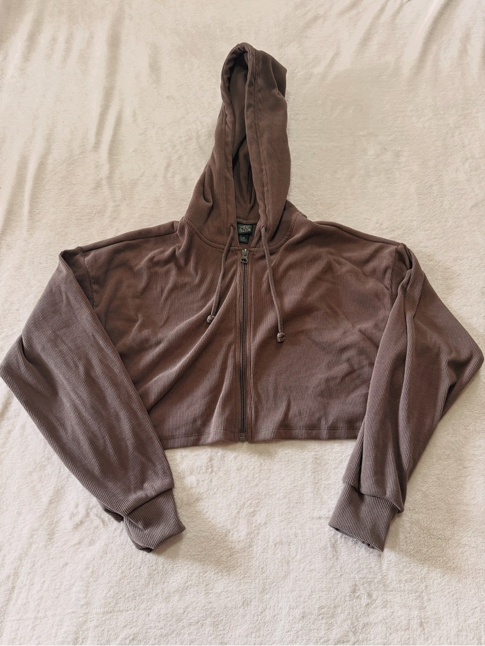 wild fable Cropped Brown Zip-Up Hooded Sweatshirt